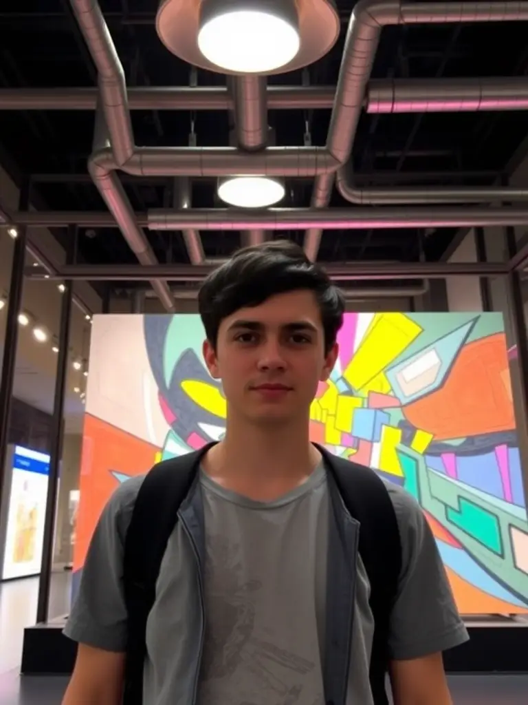 A photograph of a visitor interacting with a contemporary art piece at the Centre Pompidou, highlighting the museum's commitment to engaging audiences with modern and contemporary art.
